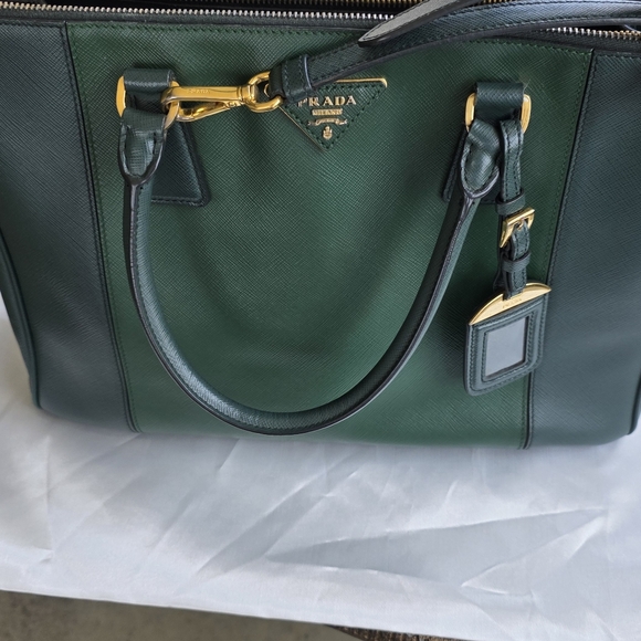 Prada Handbags - Prada Elegant Green Crossbody Handbag with Gold Accents With Dustbag